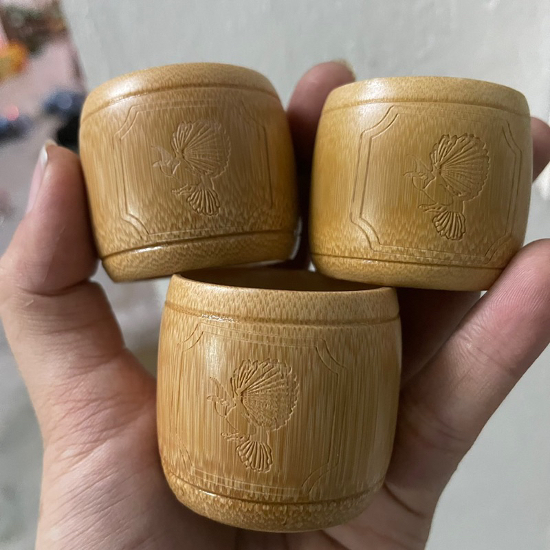 Bộ 3 Chiếc cóng Tre Hoạ Tiết Chiến Binh phụ kiện lồng chim chào mào, chích choè cao cấp