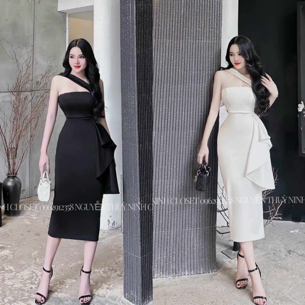 Đầm Nữ dây chéo cổ kiểu dáng ôm eo thắt kiểu bodycon dự tiệc