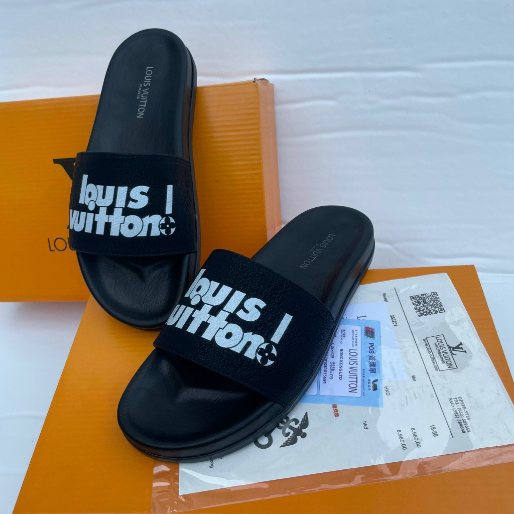 Dép l.v nam nữ cao cấp full box, dép quai ngang nam nữ kiểu dáng thời trang