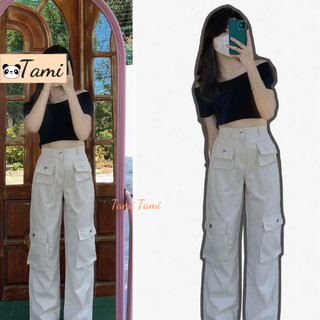 (Xả Kho Giá Gốc) Quần Kaki Cargo Roky Màu Đen/Kem/Rêu Dài Suông Ống Rộng Túi Hộp Trơn Form Nam Nữ Unisex Q834