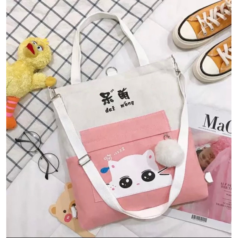 Túi Tote Cho Mèo Cute Học Sinh