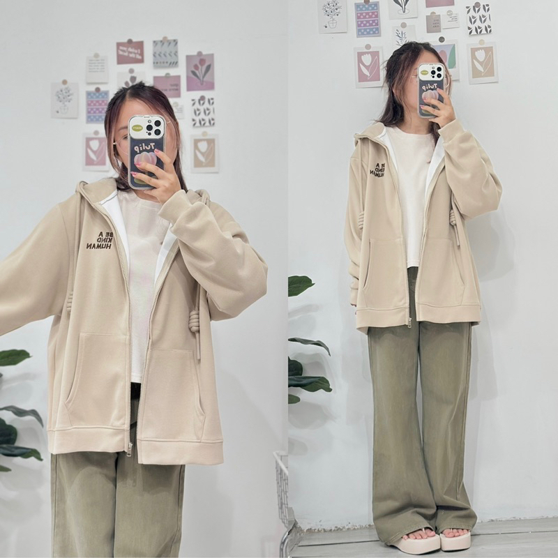 Áo Khoác Hoodie Zip Thêu Chú Gấu 9088 Nỉ 2 Da