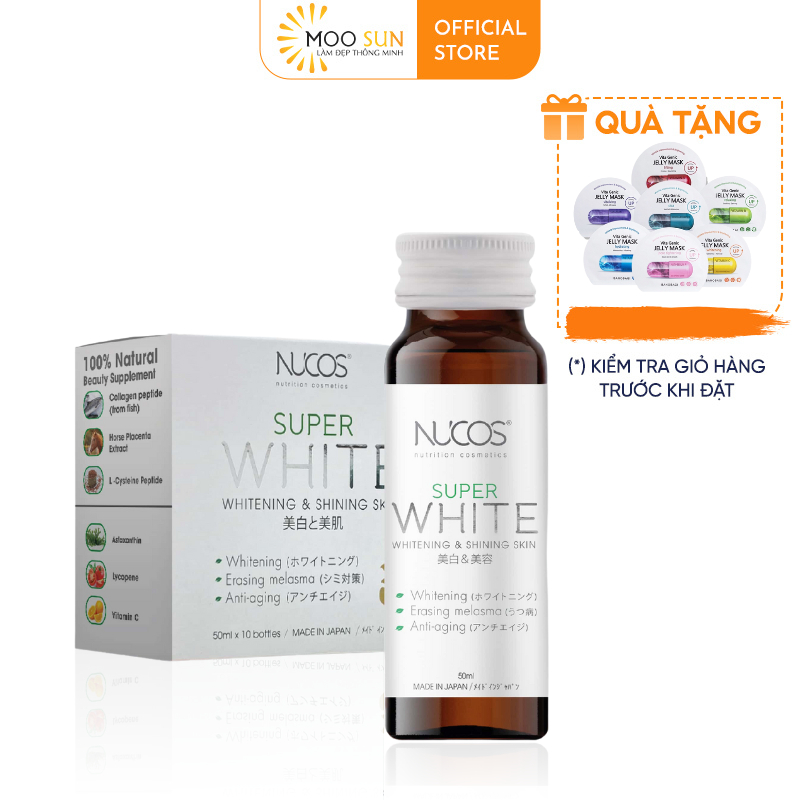 Nước Uống Collagen Dưỡng Da Trắng Sáng Nucos Super White Hộp 10 Chai