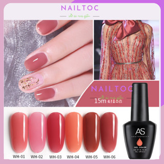 Sơn móng tay gel thạch AS tone màu đỏ cam hồng mã WH 15ml