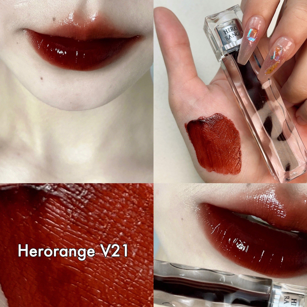 Son Kem Bóng Herorange Vỏ Gương Căng Mọng Mướt Môi V21 Mirror Light Lip Glaze