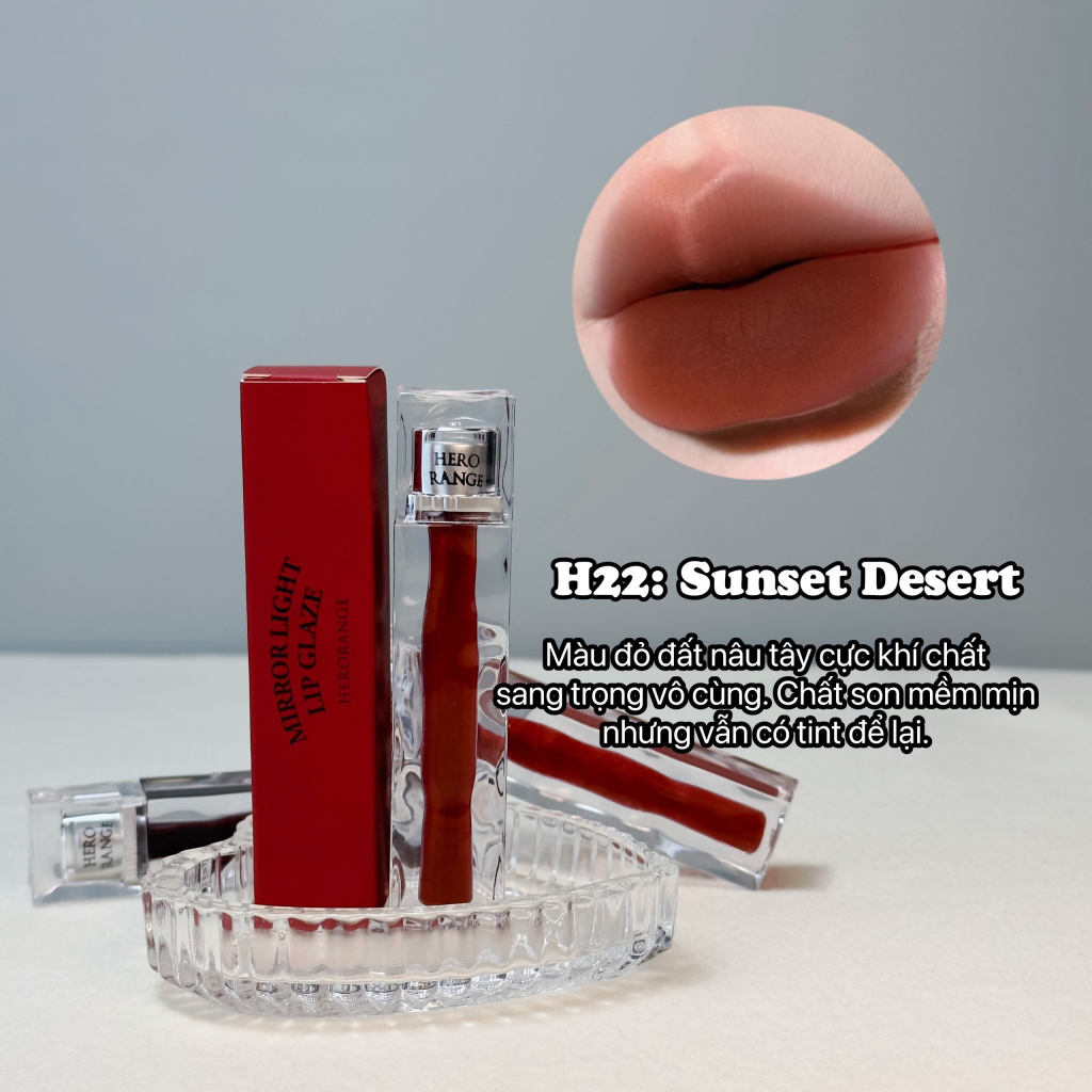 Son Kem Bóng Herorange Vỏ Gương Căng Mọng Mướt Môi V21 Mirror Light Lip Glaze