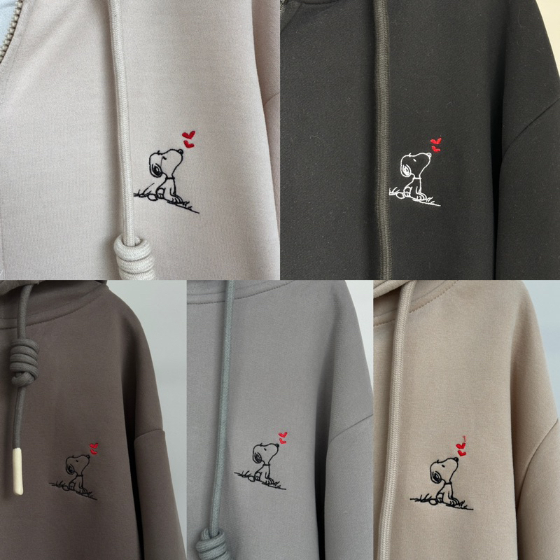 Áo Khoác Hoodie Zip Thêu Chú Gấu 9088 Nỉ 2 Da