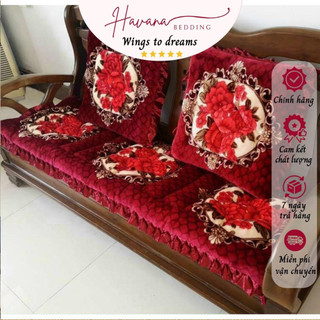 Thảm ghế gỗ đệm ghế sofa mẫu hoa tròn béo bộ 3 tấm trải mẫu mới nhất-havana bedding