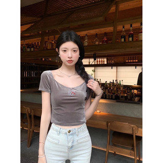 Áo crop nhung đính đá cao cấp