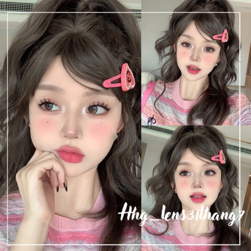 kính áp tròng - lens brown tự nhiên mix viền hack mắt by @hhg_lens31thang7