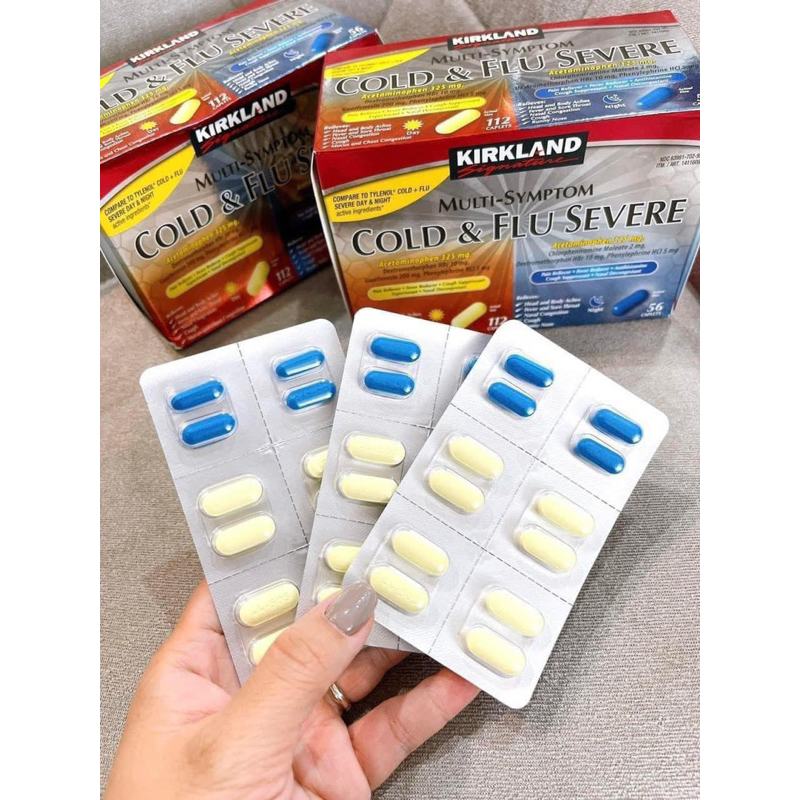 Date 2025 Viên uống 𝗞𝗶𝗿𝗸𝗹𝗮𝗻𝗱 𝗖𝗼𝗹𝗱 & 𝗙𝗹𝘂 𝗦𝗲𝘃𝗲𝗿𝗲 giảm đau hạ sốt người lớn 112v ngày+56v đêm