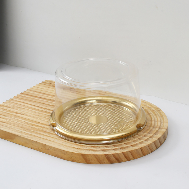 Hộp Nhựa Tròn A1680 Đế Vàng Nắp Thấp 7,5cm  Đựng Xôi, Bánh Bao Tạo Hình