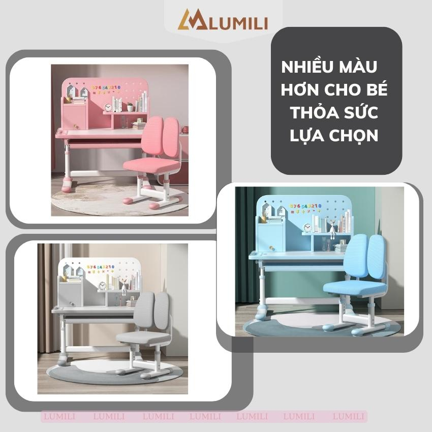 Bộ bàn học chống gù chống cận trẻ em thông minh ,bàn có giá sách nâng hạ độ cao size 80cm cho bé lumili A16 mới | BigBuy360 - bigbuy360.vn