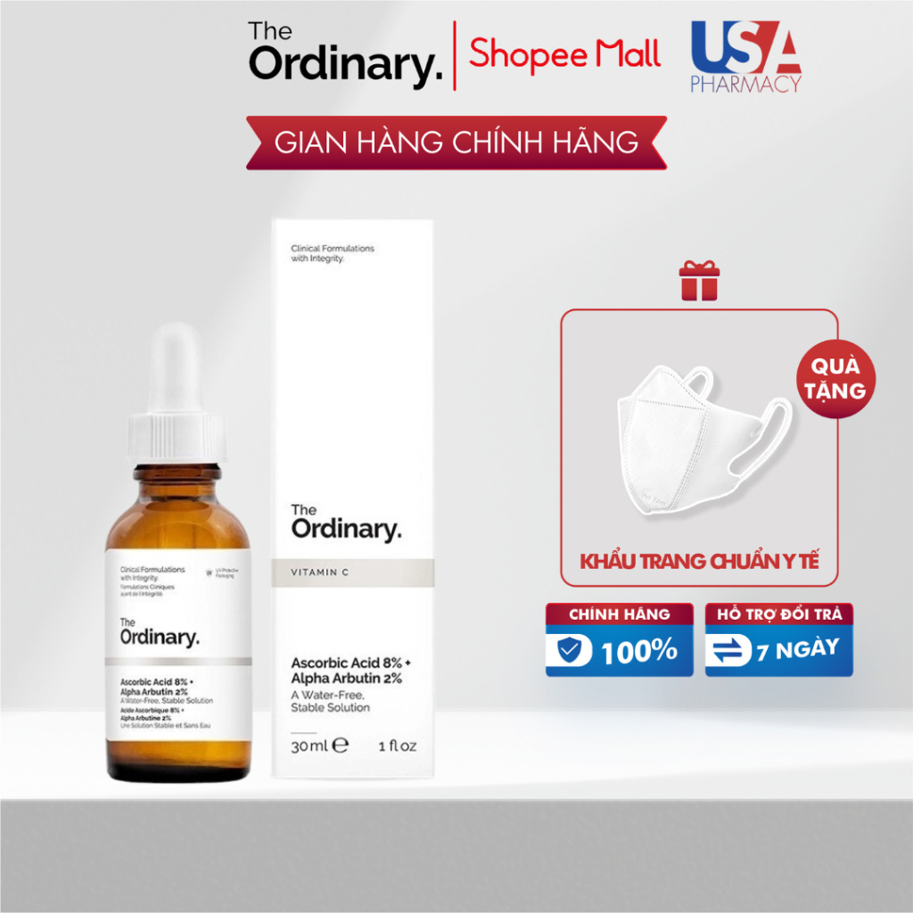 Tinh Chất The Ordinary Ascorbic Acid 8% + Alpha Arbutin 2% Sáng Da, Mờ Nám 30ML