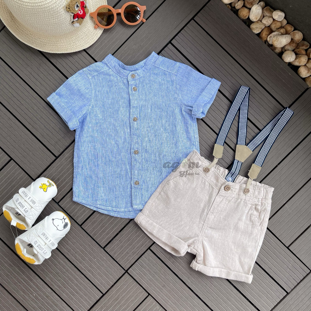 Set bộ công tử cộc tay cho bé trai HM từ 7-13kg - Lagim House