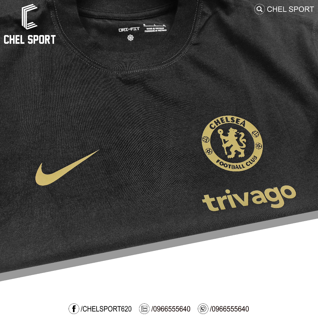 Áo thun logo thêu Chelsea 2023/24 100% cotton cao cấp