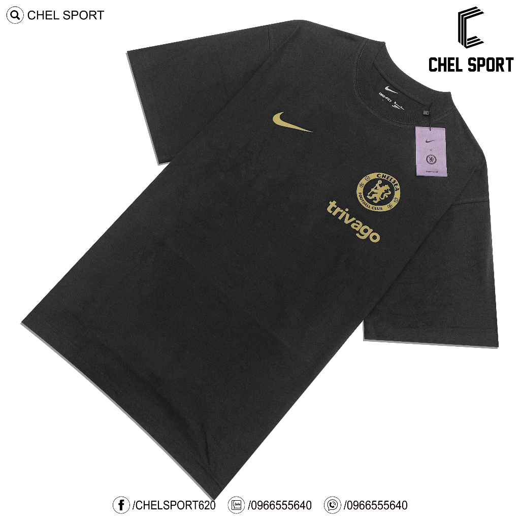 Áo thun logo thêu Chelsea 2023/24 di chuyển 100% cotton
