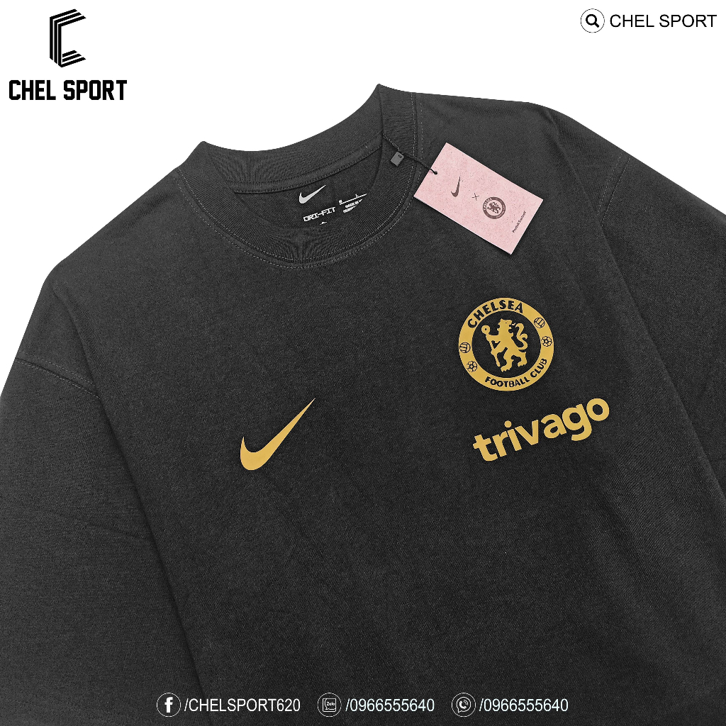 Áo thun logo thêu Chelsea 2023/24 di chuyển 100% cotton