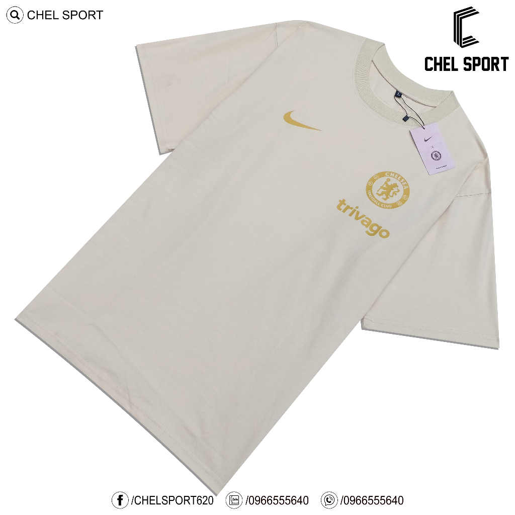 Áo thun logo thêu Chelsea 2023/24 100% cotton
