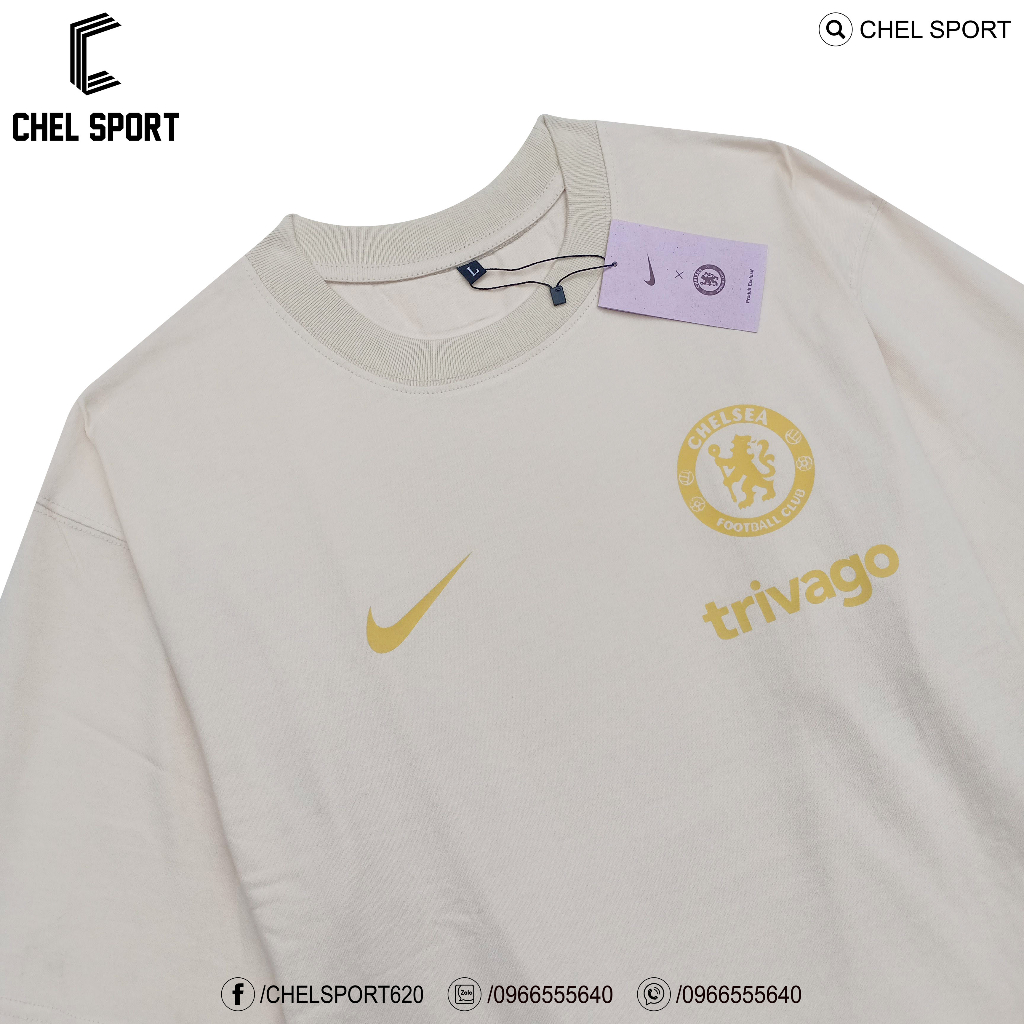 Áo thun logo thêu Chelsea 2023/24 100% cotton