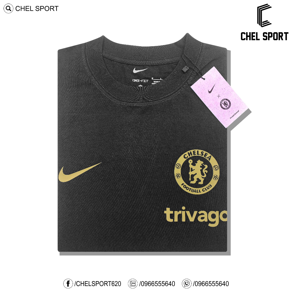 Áo thun logo thêu Chelsea 2023/24 100% cotton