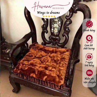 Đệm lót ghế Thảm ghế bộ 3 tấm đệm ghế sôfa nhập khẩu bề mặt tuyết nhung dập hình hoa hồng béo viền bèo-HAVANA BEDDING