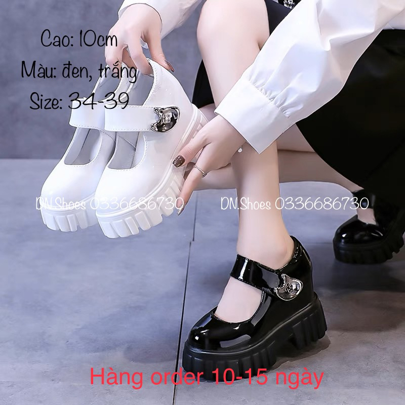 Giầy độn đế cao 10 cm da bóng có từ size 34