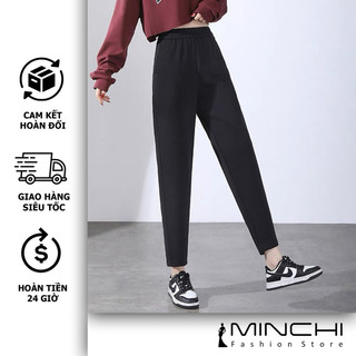Quần Baggy Dạ Han Cạp Cúc Cạp Chun Lưng Cao Dáng Công Sở Năng Động Trẻ Trung Co Giãn Nhẹ