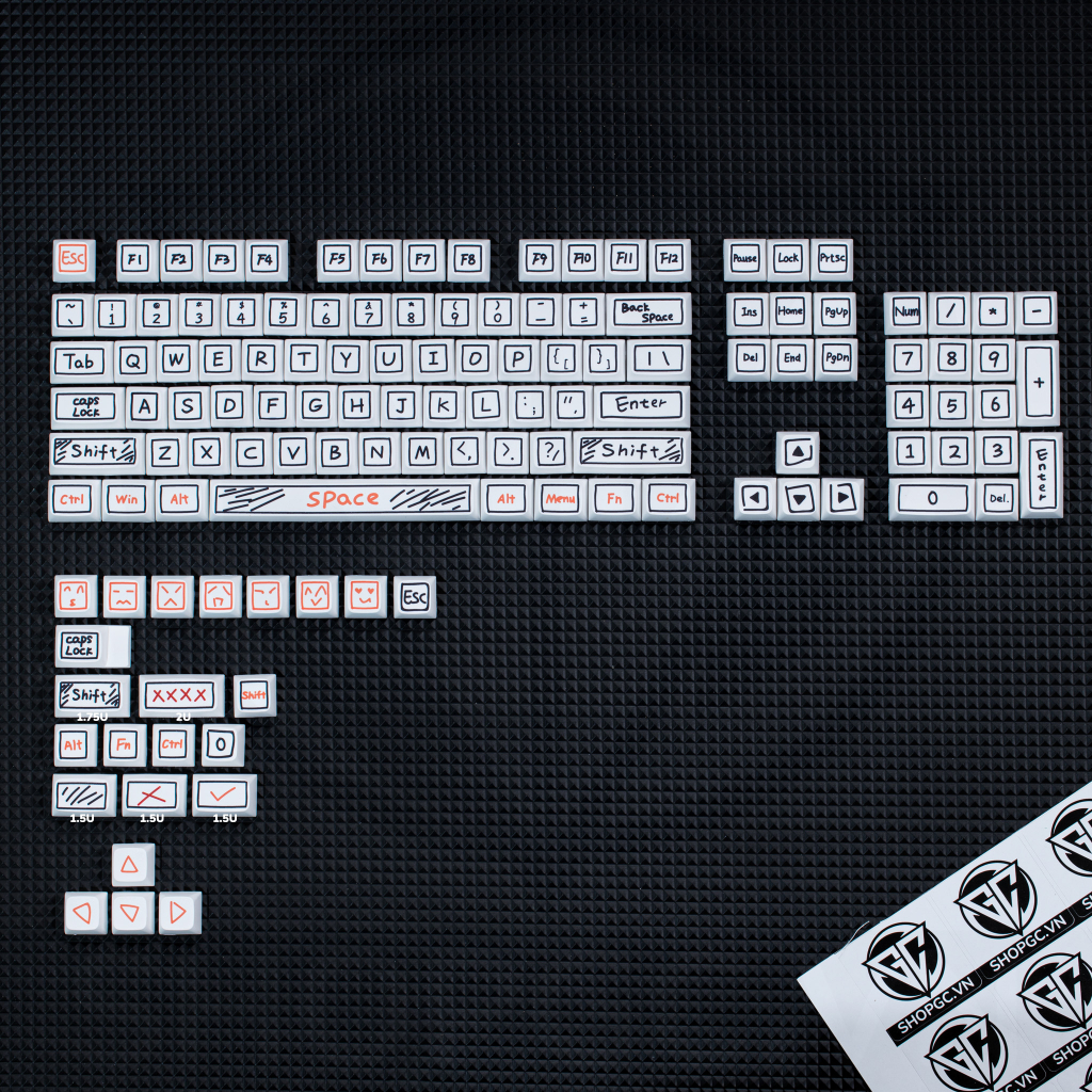 127 Phím Watercolor Pen | Keycaps XDA Profile Màu nước Bút Graffiti Phim hoạt hình Anime PBT DYE SUB