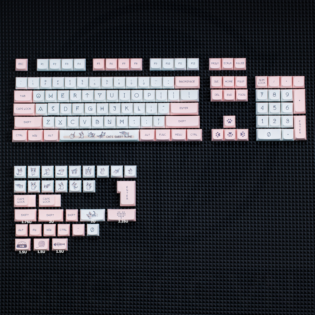 Keycap MÈO CHIL XDA 136 nút bàn phím cơ Thick PBT