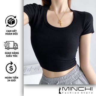 Áo Croptop cổ U siêu MinChi , from siêu đẹp tôn dáng tôn da , chất cotton cực mát