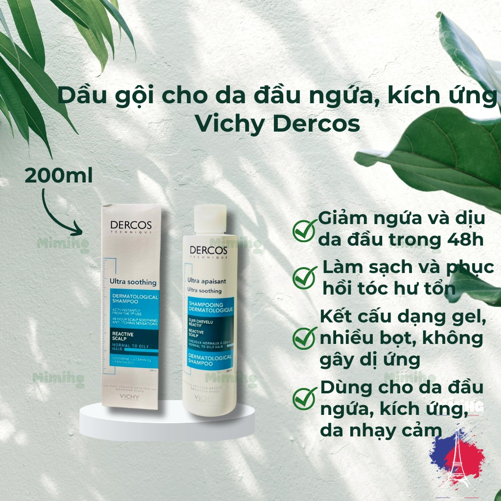 Dầu gội Vichy dercos ultra apaisant siêu nhẹ cho da đầu hay ngứa, kích ứng, da nhạy cảm_MiMi HG