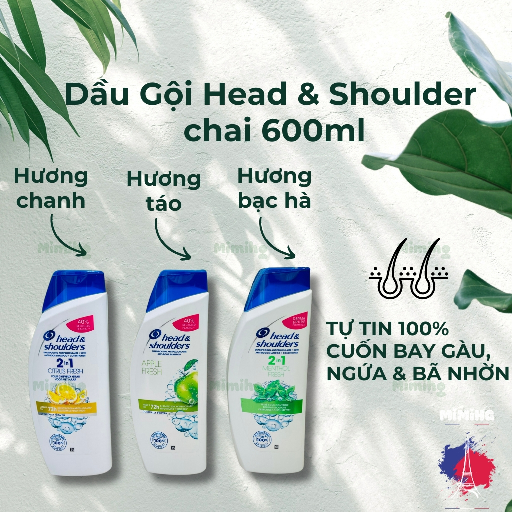 Dầu gội Head & Shoulder ngăn ngừa gàu, hàng mua tại siêu thị Pháp, chai 600ml_MiMi HG
