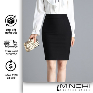 Chân Váy Đen Bút Chì Minchi Chân Váy Công Sở VNXK Chất Umi Hàn Co Giãn 4 Chiều Ôm Trọn Vòng 3 (size S M L)
