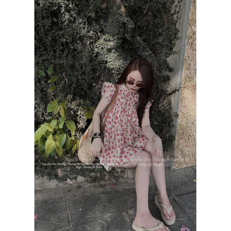 Áo Kiểu Thô Hoa Tay Cánh Tiên Hot , Bầu Bí Mặc được