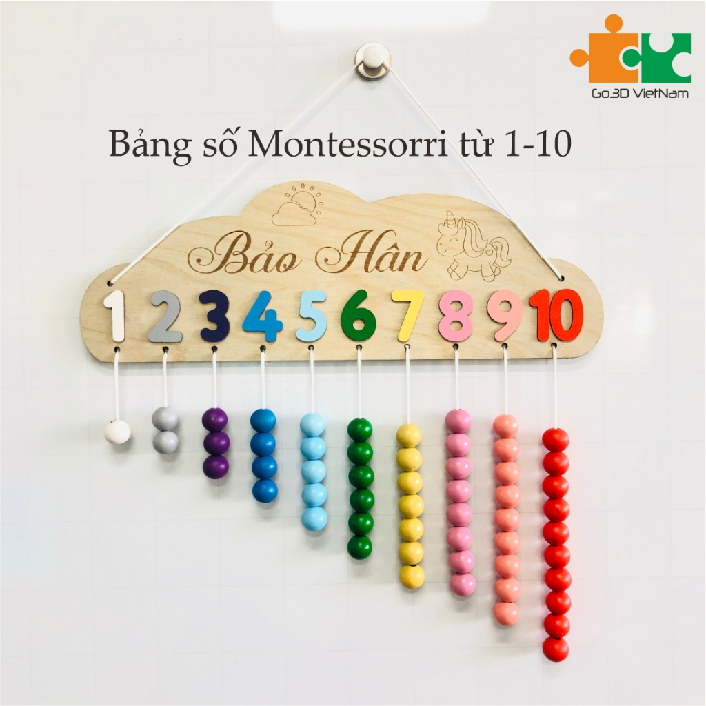 Bảng số montessori từ 1-10