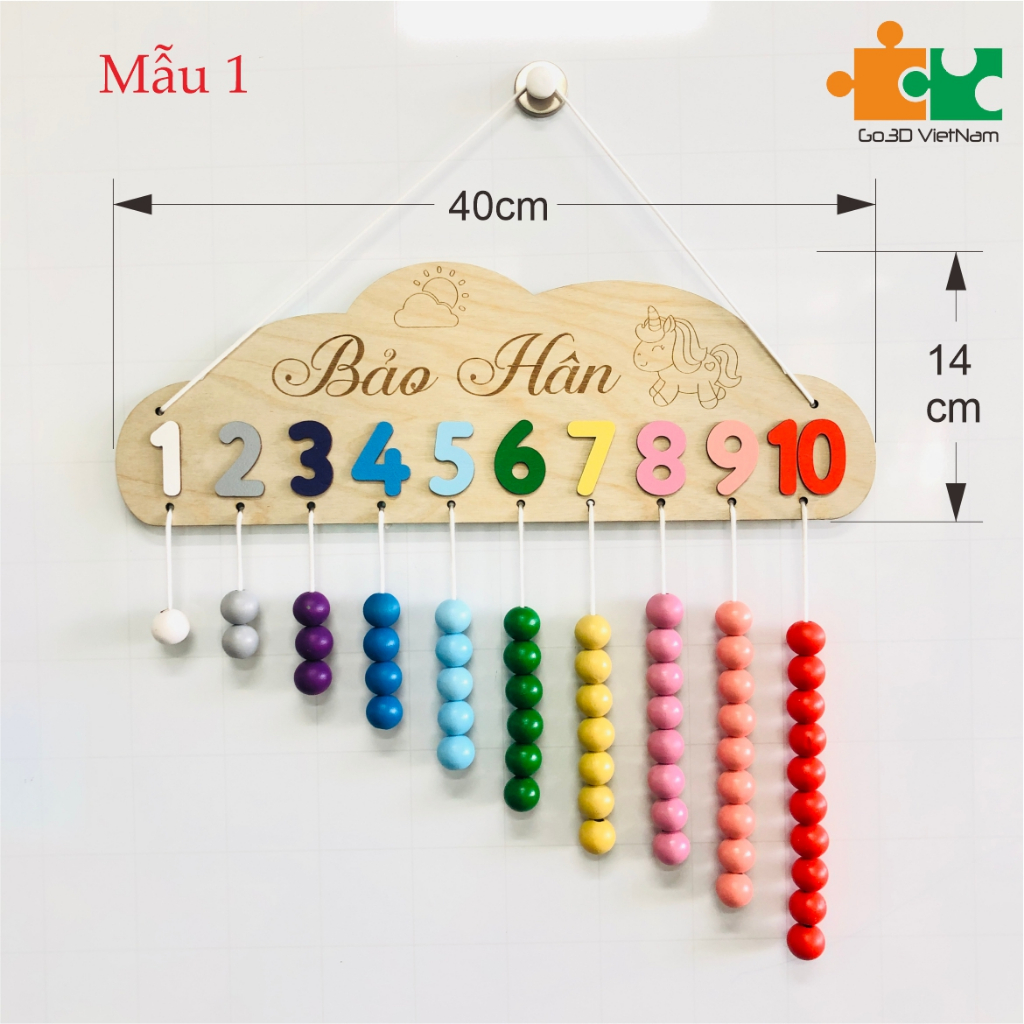 Bảng số montessori từ 1-10