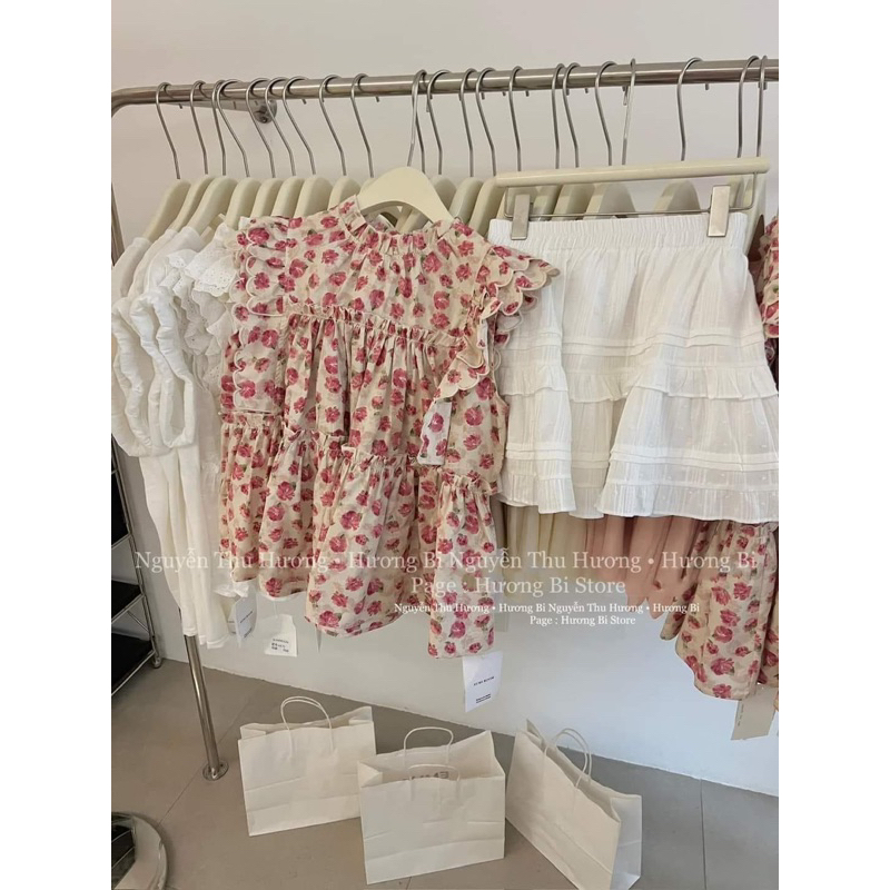 Áo Kiểu Thô Hoa Tay Cánh Tiên Hot , Bầu Bí Mặc được