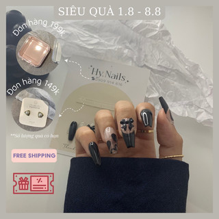 Nail box thiết kế , nailbox cao cấp 2024 móng up giả form thang cao cấp đen phong cách cá tính Hy.nail