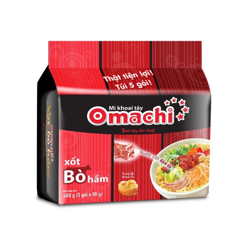 Bịch 5 Gói Omachi Bò Hầm / Sườn Hầm / Tôm Chua Cay 80gr/Gói các vị, mì tôm khoai tây rất ngon mà không sợ nóng