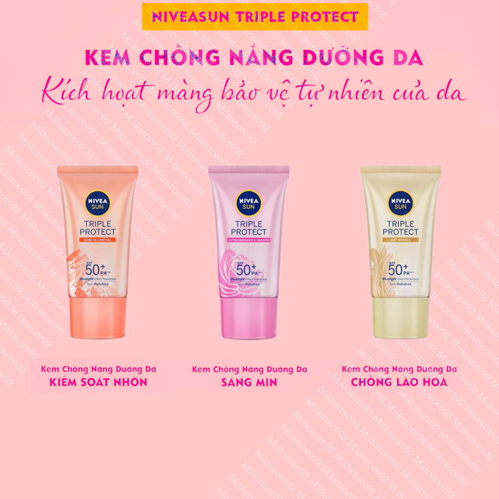 Kem Chống Nắng Nivea Triple Protect SPF50+ PA+++ 40ml