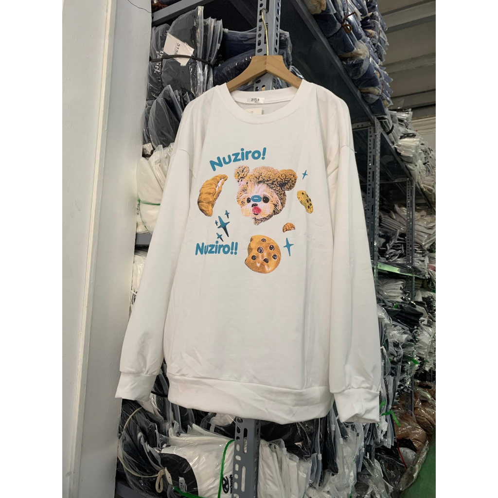 Áo Sweater  NUZIRO . Áo  Nỉ Bông Tay Dài Dáng Rộng In Họa Tiết Dễ Thương Phong Cách Vintage