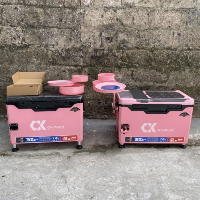 Thùng câu cá chính hãng 2023 Chuxian màu hồng có tựa và không tựa