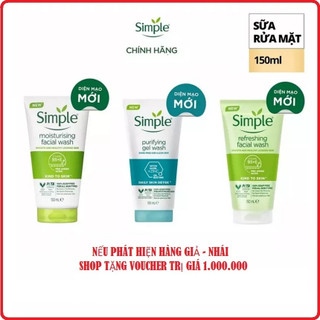 Sữa rửa mặt Simple giúp da sạch thoáng & không chứa xà phòng 150ml