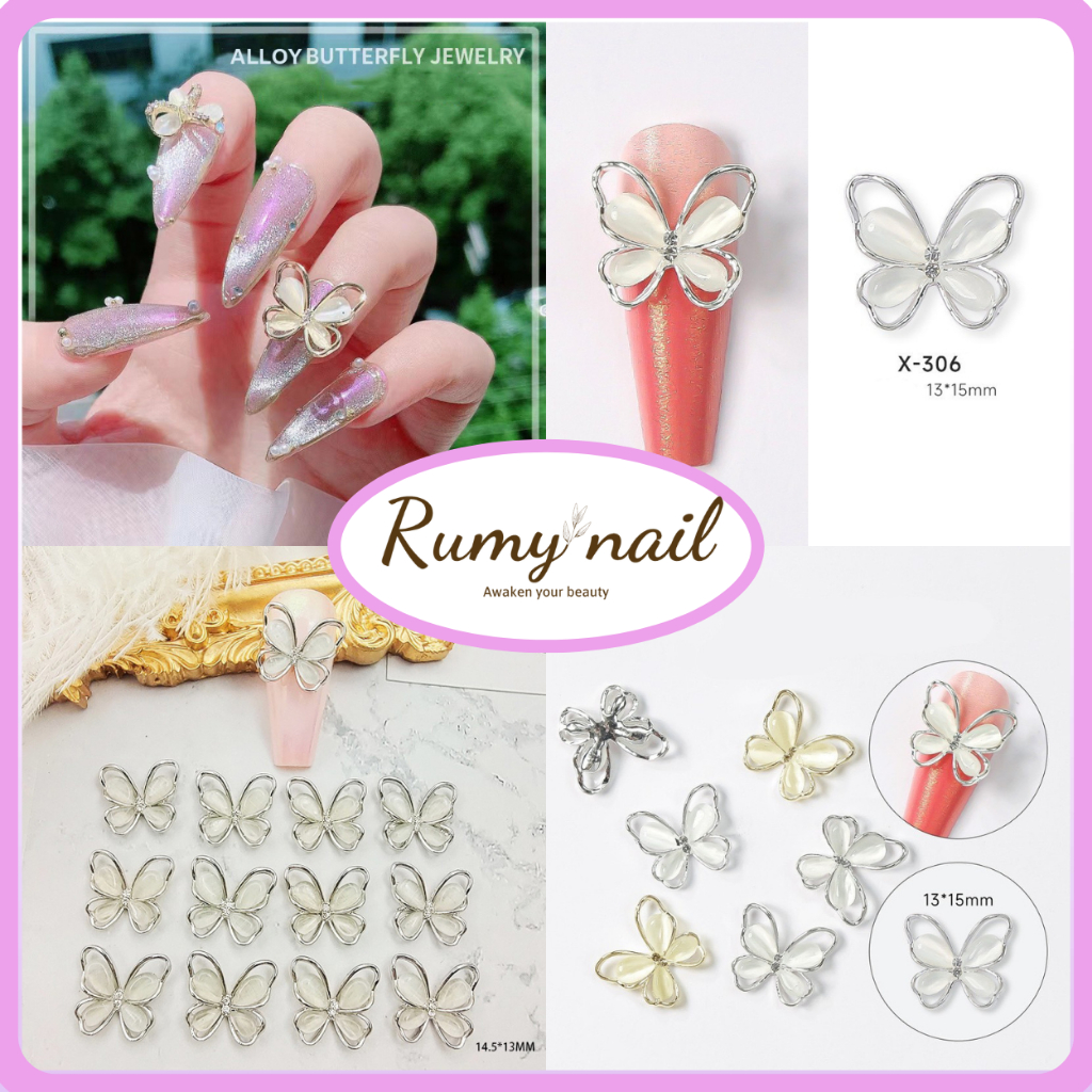 Charm nail, charm butterfly vàng bạc, phụ kiện trang trí móng tay (mã lẻ)