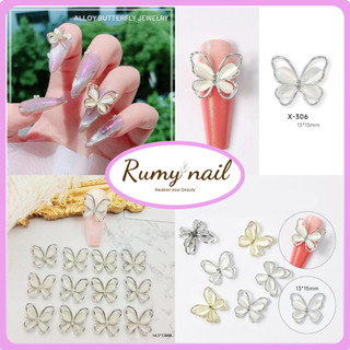 Charm nail vàng bạc, charm butterfly vàng bạc, phụ kiện trang trí móng tay