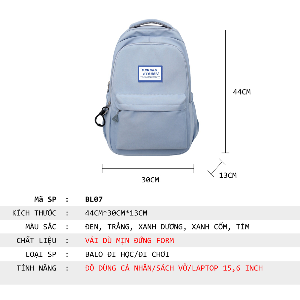 Balo Laptop Nam Nữ đi học cho học sinh BL08, Cặp Đựng Máy Tính Cá Nhân Kích Thước 15.6 inch Đẹp Và Chống Sốc Thời Trang