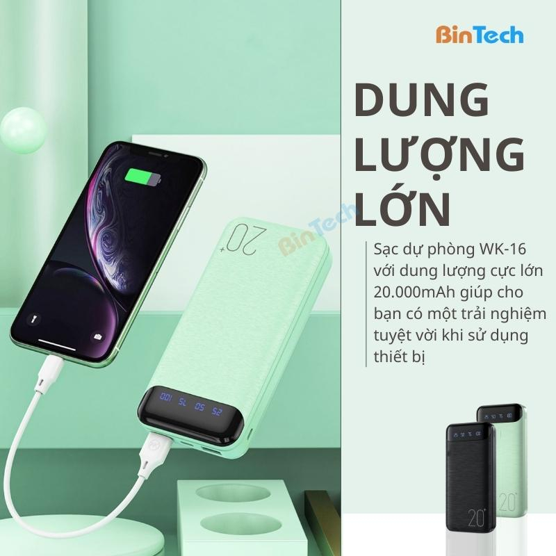 Sạc Dự Phòng WEKOME WP-161 Dung Lượng 10000mAh Tích Hợp Màn Hình LED