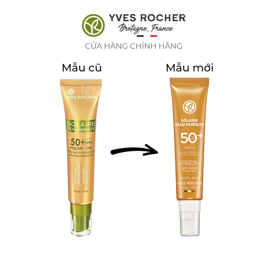 Kem chống nắng Yves Rocher dành cho mặt IMPERCEPTIBLE DRY-TOUCH EMULSION SPF 50+ TUBE