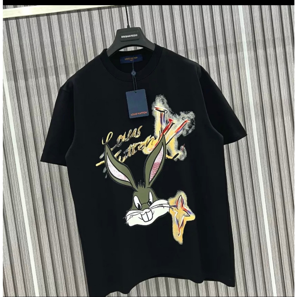 Áo Phông Lv In Hoạt Hoạ Hình Thỏ Phiên Bản Mới Nhất - Áo Thun Nam Nữ LV Thỏ Chất Cotton Co Giãn 4C